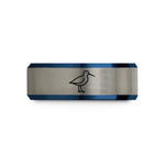 unique presents for men – black & blue & gray tungsten sandpiper wedding band