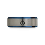 birthday present for her – black & blue & gray tungsten anchor wedding band