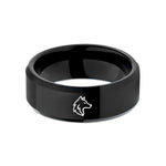 personalized presents for her – black tungsten wolf wedding band