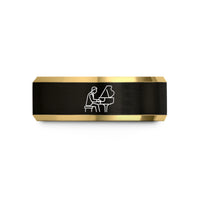 personalized presents for him – black & gold tungsten grand piano wedding band