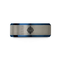 birthday present for him – blue & silver tungsten north pole wedding band