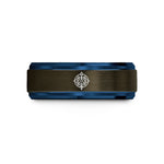 tungsten ring for men – gunmetal & blue tungsten north pole wedding band