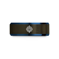 tungsten ring for men – gunmetal & blue tungsten north pole wedding band