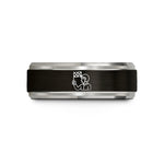 unique presents for him – black & blue & grey tungsten checkered flag wedding band