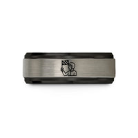 cool presents for men – black & blue & grey tungsten checkered flag wedding band