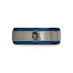 unique presents for him – black & blue & grey tungsten checkered flag wedding band