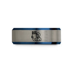 cool presents for men – black & blue & gray tungsten checkered flag wedding band