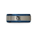 top birthday presents – blue & silver tungsten checkered flag wedding band