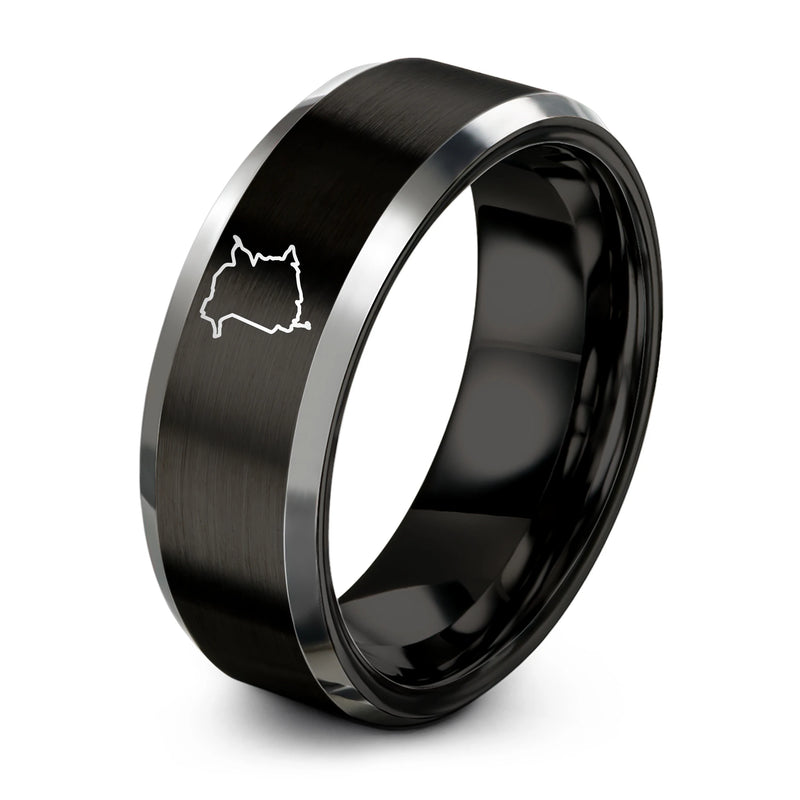 New Brunswick – Tungsten Wedding Band, 8 mm, Black, Gray Comfort-Fit Unisex