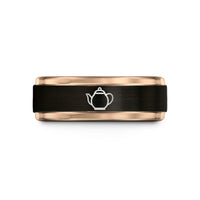 birthday present ideas men – black & rose gold tungsten teapot wedding band