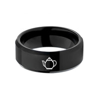 unique presents for him – black tungsten teapot wedding band
