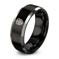 best presents for guys – black & gray tungsten barber pole crest ring