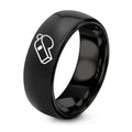 Conductor Whistle – Tungsten Wedding Band, 8 mm, Black Comfort-Fit Unisex