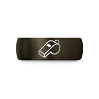 unique presents for guys – gunmetal & black tungsten conductor whistle wedding band