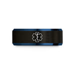 best rings for him – black & blue tungsten life ems wedding band