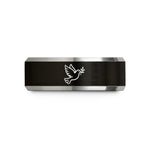 presents for him him – black & gray tungsten peace dove wedding band