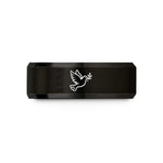 unique him birthday – black tungsten peace dove wedding band