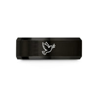 unique him birthday – black tungsten peace dove wedding band