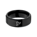 birthday present ideas – black tungsten peace dove wedding band