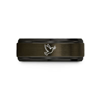 birthday present ideas – gunmetal & black tungsten peace dove wedding band