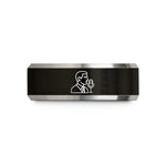 special presents for her – black & silver tungsten announcer broadcast mic wedding band
