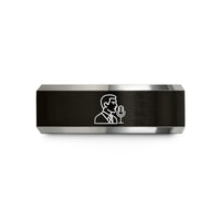 special presents for her – black & silver tungsten announcer broadcast mic wedding band