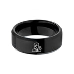 birthday rings for her – black tungsten announcer broadcast mic wedding band