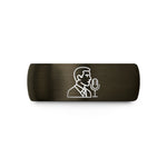 birthday rings for her – gunmetal & black tungsten announcer broadcast mic wedding band