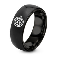 Gifts for Birthday Women – black tungsten locomotive wheel ring