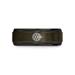 personalized presents for her – gunmetal & black tungsten locomotive wheel wedding band
