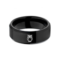 birthday surprise ideas her – black tungsten owl wedding band