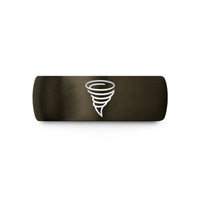 tungsten birthday band her – gunmetal & blue tungsten tornado funnel wedding band