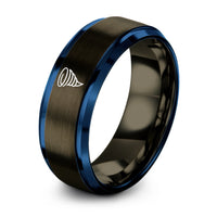 gunmetal & blue tungsten tornado funnel ring