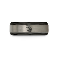 personalized presents for her – black & blue & gray tungsten kitesurfer jump wedding band