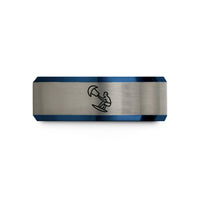 personalized presents for her – black & blue & gray tungsten kitesurfer jump wedding band