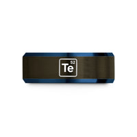 unique presents for her – gunmetal & blue tungsten periodic table tile wedding band
