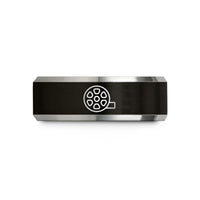 special presents for her – black & silver tungsten film reel wedding band