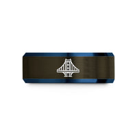 unique birthday present ideas – gunmetal & blue tungsten manhattan bridge wedding band
