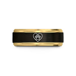 best presents for guys – black & gold tungsten heart paw wedding band