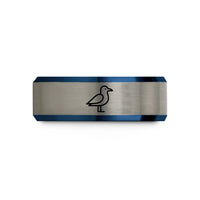 best rings for him – black & blue & grey tungsten seagull silhouette wedding band