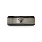 unique presents for her – black & gray tungsten antlers skull wedding band