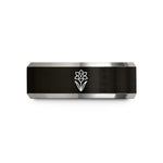 tungsten bands for her – black & grey tungsten daffodil wedding band