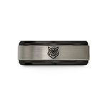 unique presents for her – black & blue & grey tungsten owl wedding band