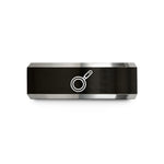 engraved jewelry for her – black & silver tungsten saute pan wedding band