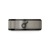 engraved jewelry for her – black & grey tungsten saute pan wedding band