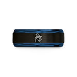 special present ideas her – black & blue tungsten cat witch hat wedding band