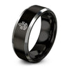 Crystal Cluster – Tungsten Wedding Band, 8 mm, Black, Silver Comfort-Fit Unisex