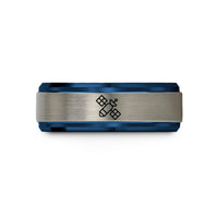 unique presents for him – blue & grey tungsten satellite wedding band