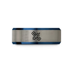 unique presents for him – blue & silver tungsten satellite wedding band
