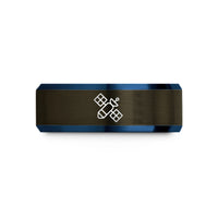 corporate presents for men – gunmetal & blue tungsten satellite wedding band